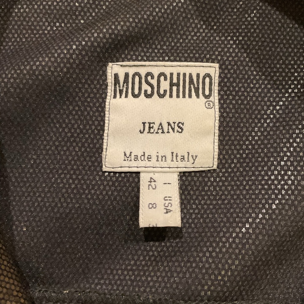 Moschino Jeans Vintage Gold Metallic Button Down Snap Blouse Shirt Top Y2K sz 42 - Picture 2 of 10